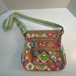Lily Bloom Crossbody Bag Colorful Geo Pattern Lightweight Travel Purse Geometric